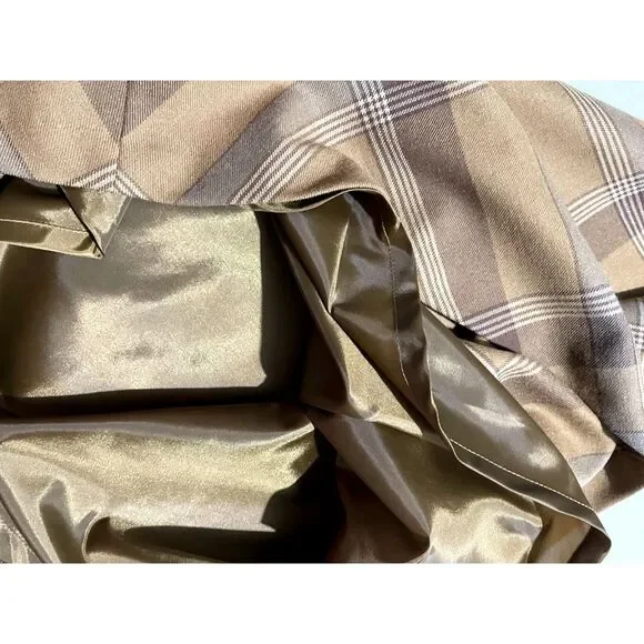 Ralph Lauren wool skirt VTG mocha muse brown tartan plaid accademia women 2 Maxi